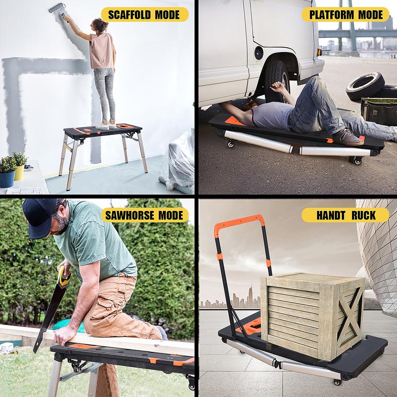 LEADALLWAY 7-in-1 Folding Multifunctional Portable Workbench Painted Work Table as Workbench