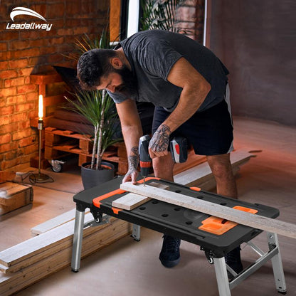 LEADALLWAY 7-in-1 Folding Multifunctional Portable Workbench Painted Work Table as Workbench