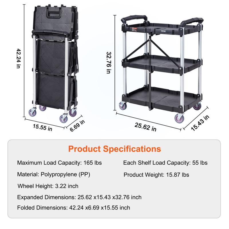VEVOR Foldable Utility Service Cart