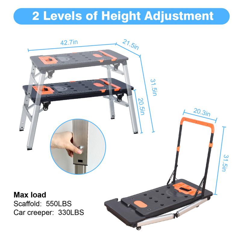 LEADALLWAY 7-in-1 Folding Multifunctional Portable Workbench Painted Work Table as Workbench